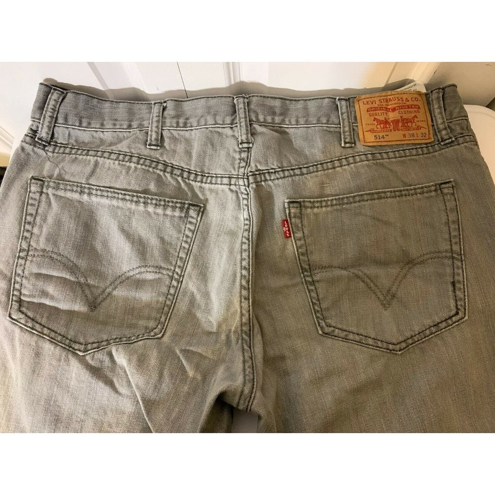 Levis Perfectly Faded Gray Denim 514 Jeans Slim Straight Leg Red Tab 38 x‎ 32